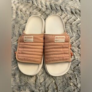 Nike sportswear material adjustable slides; size 9 - 9 1/2